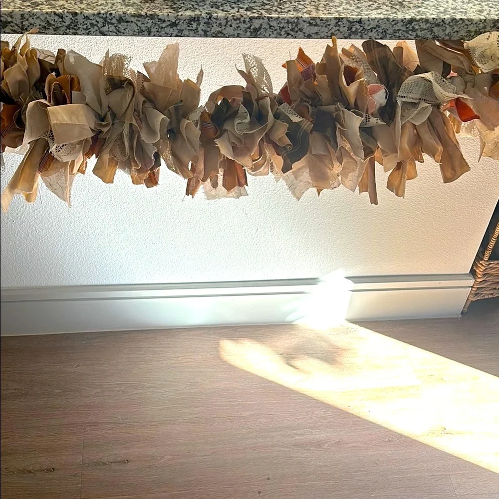 Primitive Rustic Rag Fabric Garland  Handmade Beautiful Colors NEW Final Sale